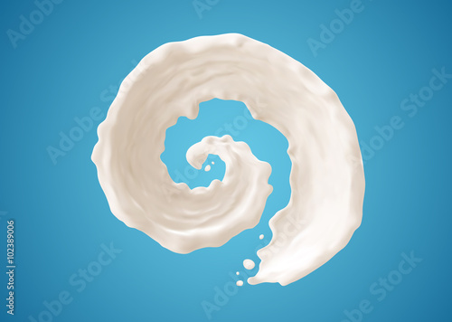 Milk splashes isolated on blue background. Gradient Mesh. EPS10. 