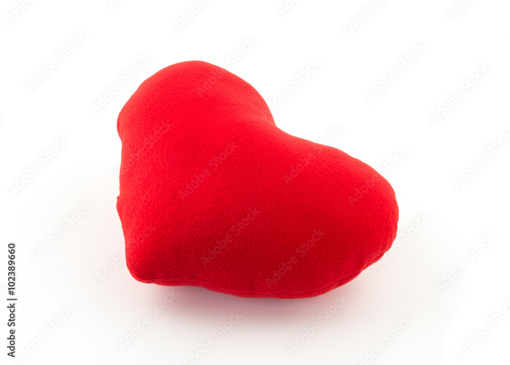 Naklejka premium red heart pillow on white background