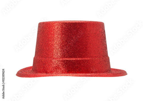 red glitter party hat isolated on white background