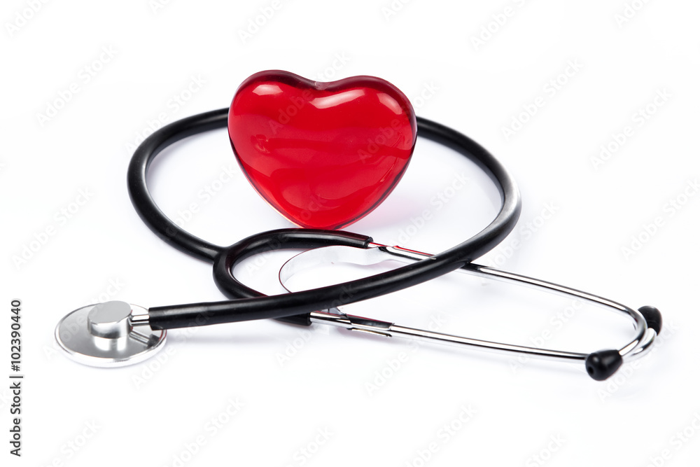 Red heart and a stethoscope. Health concept. medical concept Red heart and a stethoscope. Health concept. medical concept