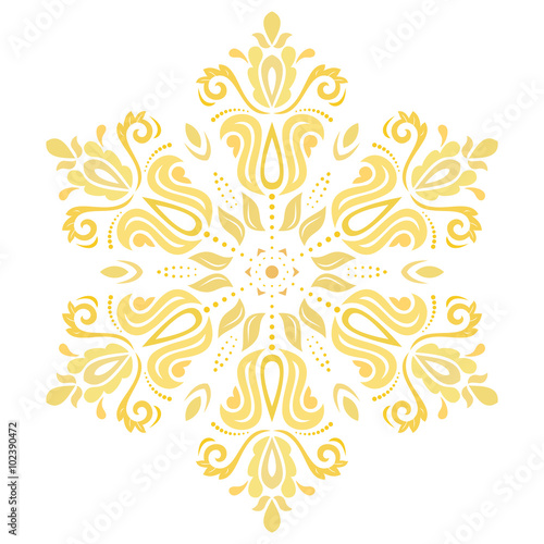 Oriental pattern with arabesques and floral golden elements. Traditional classic ornament
