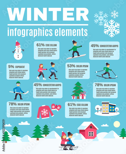 Winter Season Outdoor Infographic Elements Poster