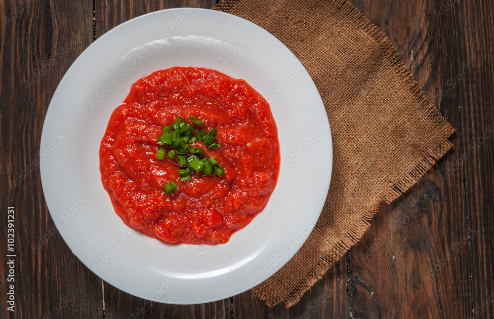 ripe tomato soup with herbs and spices ripe tomato soup with herbs and spices