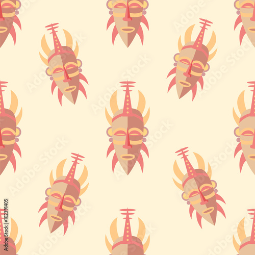 Tribal Mask. Seamless Pattern