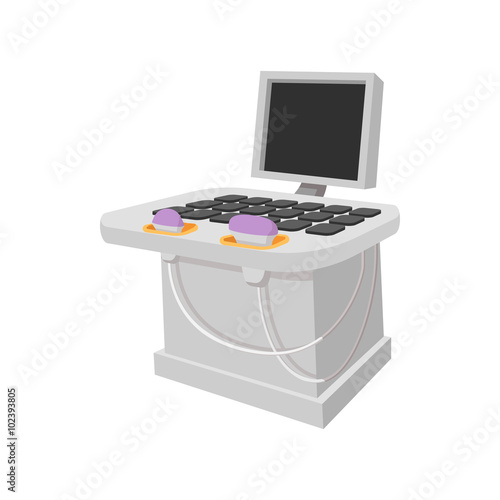 Medical ultrasound diagnostic machine cartoon icon