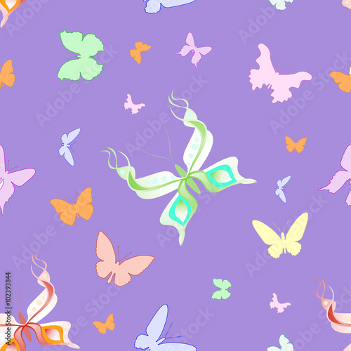 Beautiful seamless pattern of different butterflies