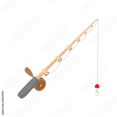 Fishing rod cartoon icon 