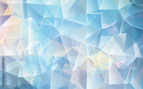 Blue White Polygonal Mosaic Background. Vector illustration. Creative Design. White line can be removed.
