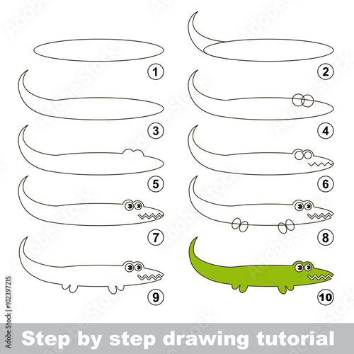 Drawing tutorial. How to draw an Alligator