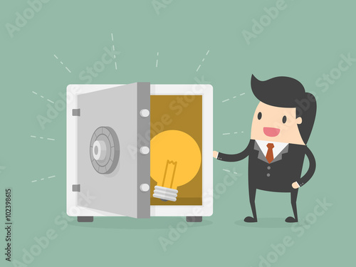 Businessman and Idea In Safe.