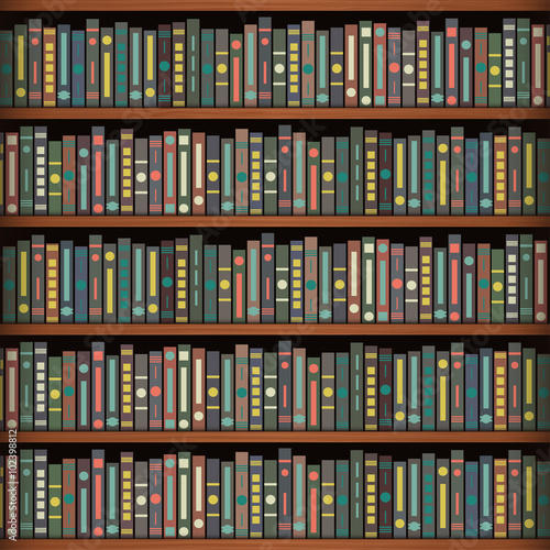 Books on a wooden shelfs