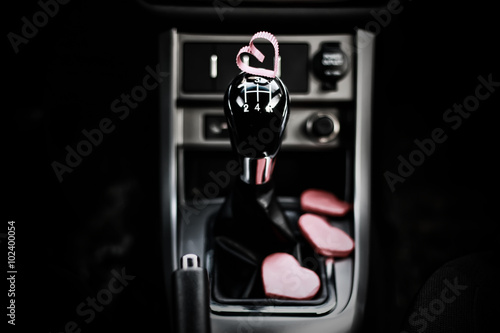 heart shape on manual gearbox in the car