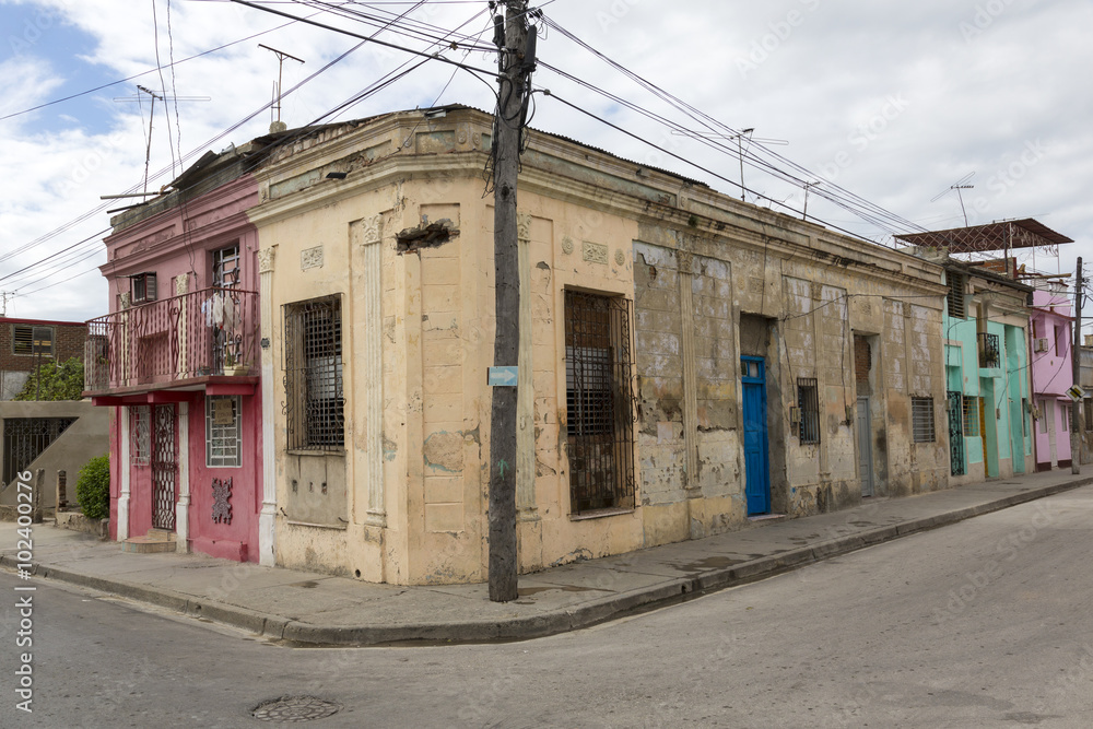 Cuba, old houses, Santiago de Cuba