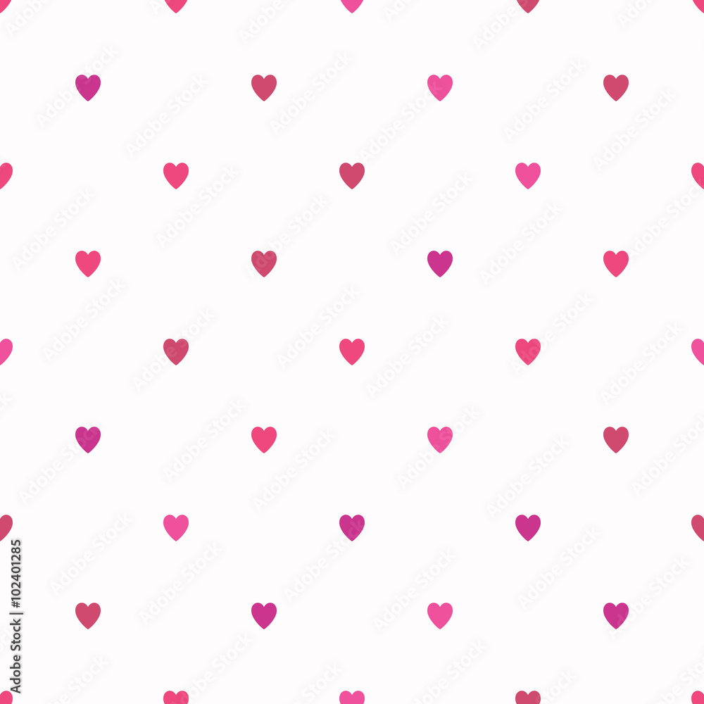 Seamless polka dot red pattern with hearts.