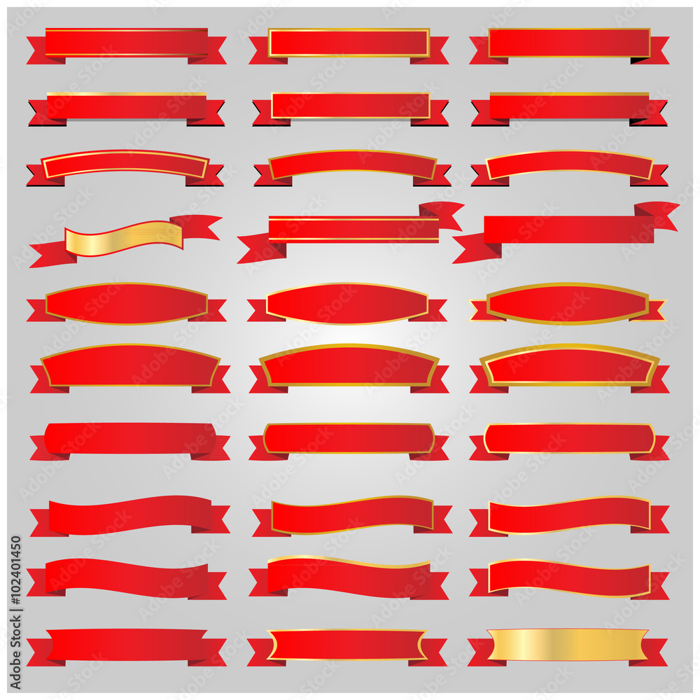 Red ribbons set vector