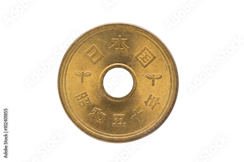 5 yen coin japanese money.