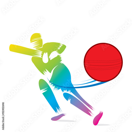 creative sketch cricket player hit ball design vector