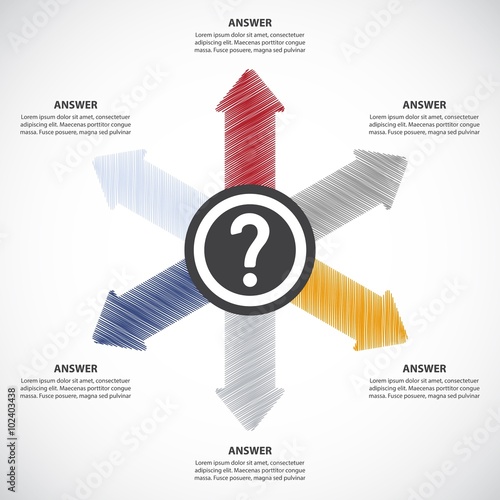 Question Mark with Answers / Decision Making - Vector arrows Infographic template