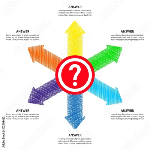 Question Mark with Answers / Decision Making - Vector arrows Infographic template