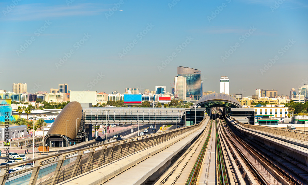 View of Al Jafiliya Metro Station in Dubai