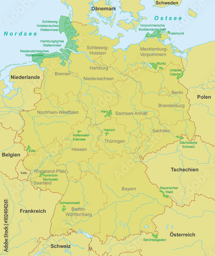 Karte von Deutschland - Naturschutz