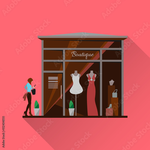 Clothing store. Man and woman vector boutique