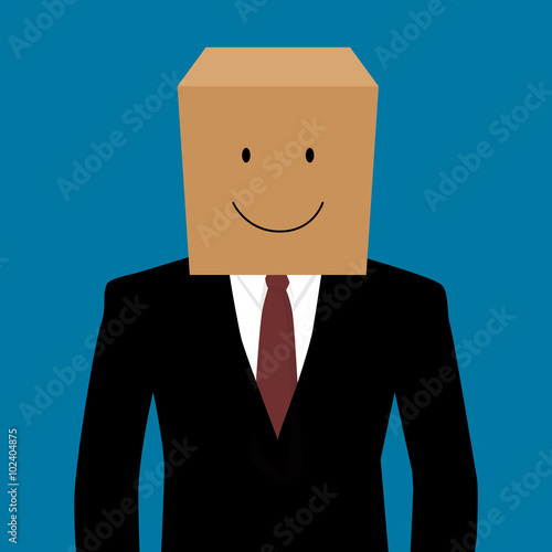 Cardboad businessman with a smile face
