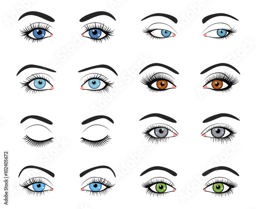 Set of female eyes and brows image 