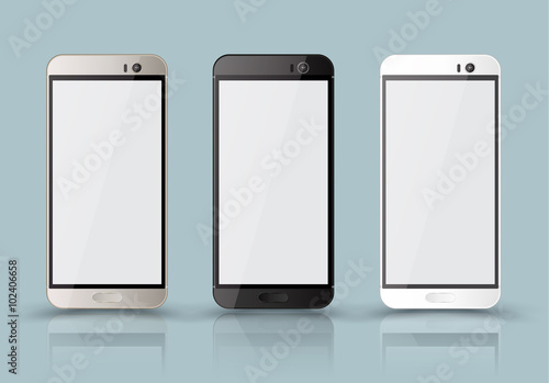 New realistic mobile phone smartphone collection mockups with blank screen isolated. Vector illustration. for printing and web element, Game and application mockup.