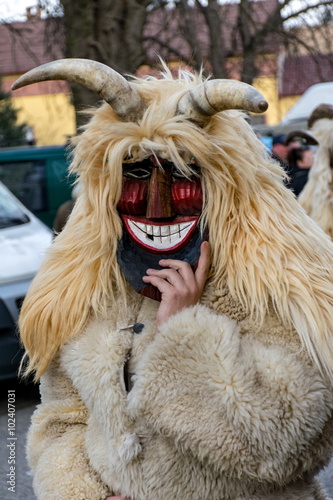 MOHACS, HUNGARY - FEBRUARY 07: Unidentified people in mask at th