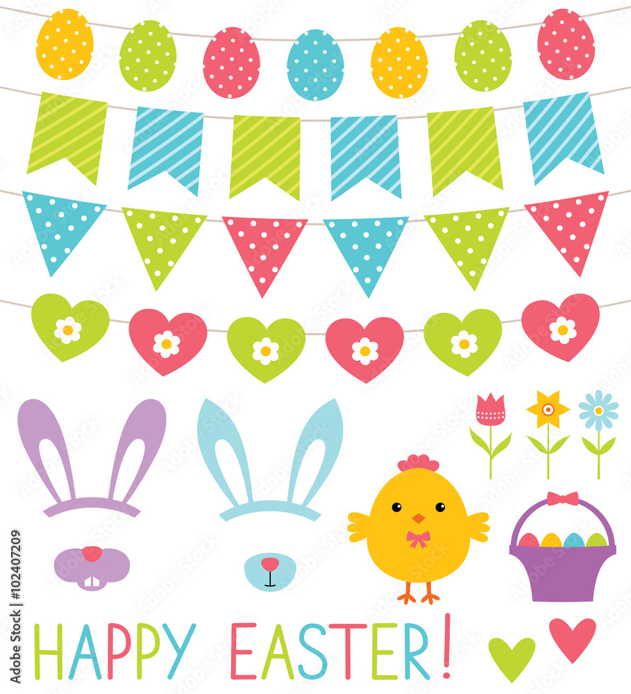 Easter decoration and design elements set Easter decoration and design elements set
