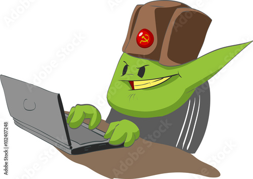 Colorful vector illustration of an internet troll.