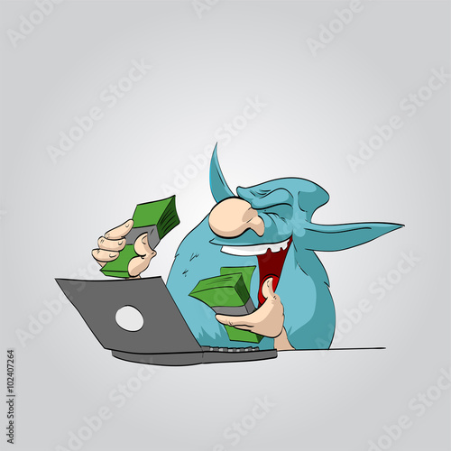 Colorful vector illustration of an internet troll.