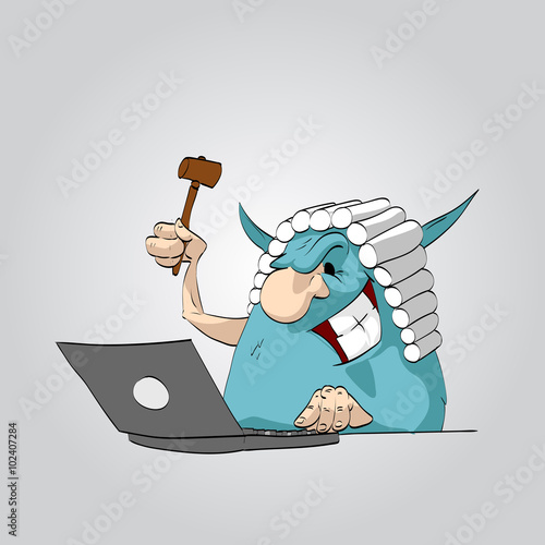 Colorful vector illustration of an internet troll.