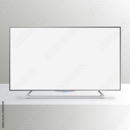 Flat Smart TV Mockup with white blank screen