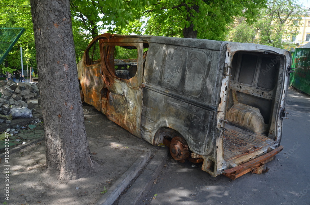 Downtown of Kiev,vandalised during Revolution of Dignity Downtown of Kiev,vandalised during Revolution of Dignity