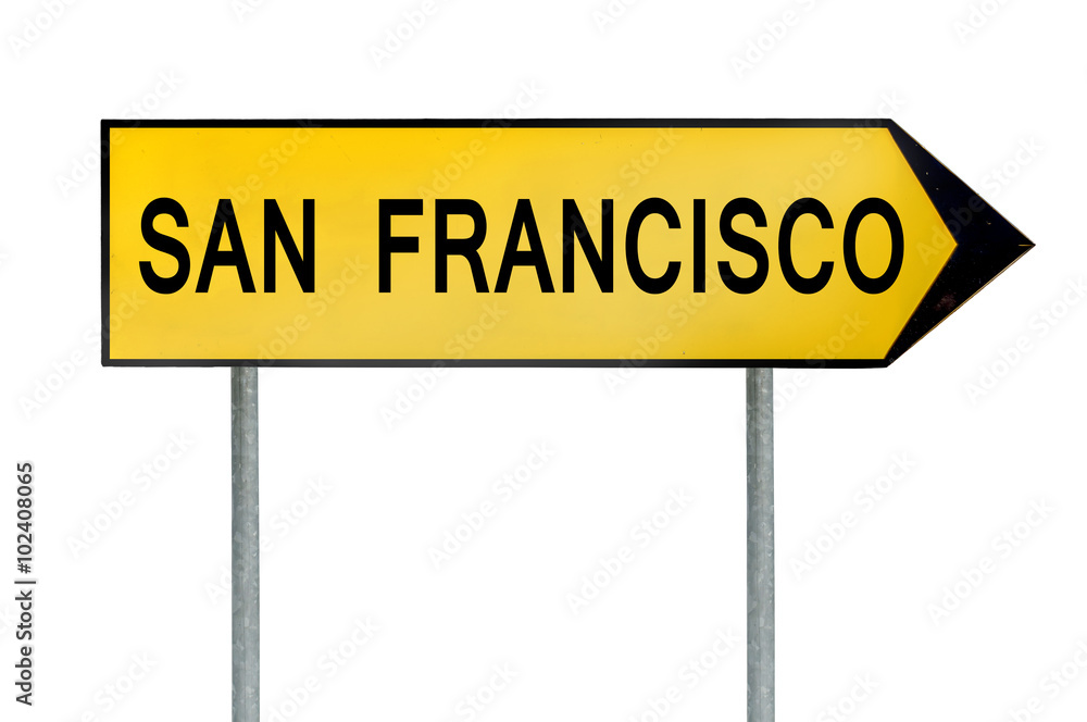 Yellow street concept sign San Francisco isolated on white Yellow street concept sign San Francisco isolated on white