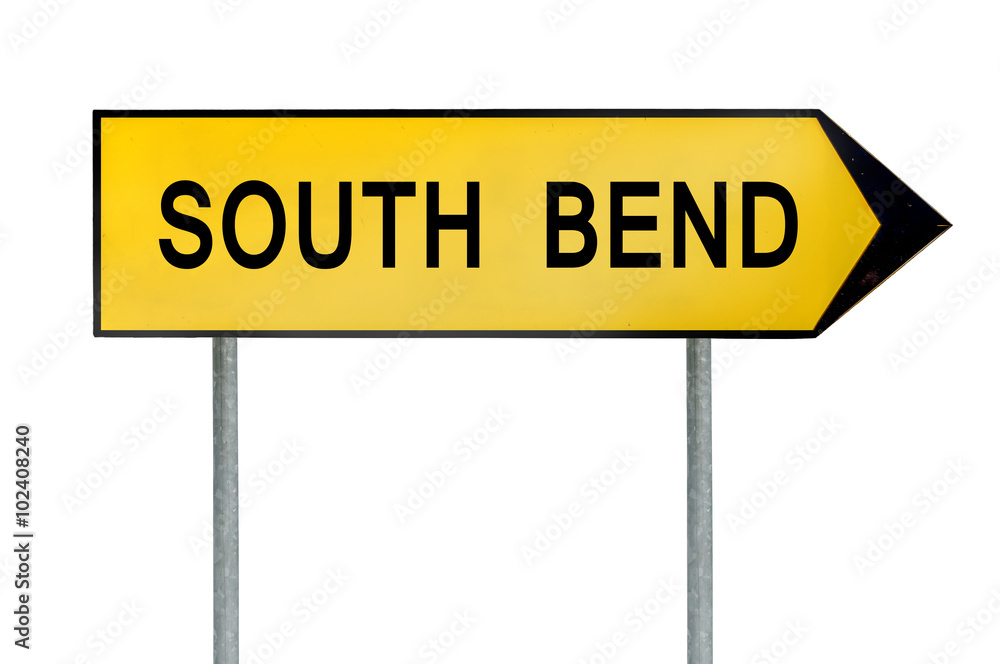 Yellow street concept sign South Bend isolated on white Yellow street concept sign South Bend isolated on white