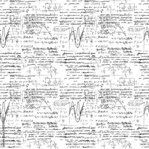 Seamless endless pattern background with handwritten mathematica