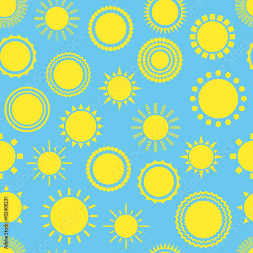 Sun seamless vector pattern