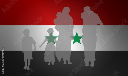 Silhouette von Flüchtlingen - Syrien