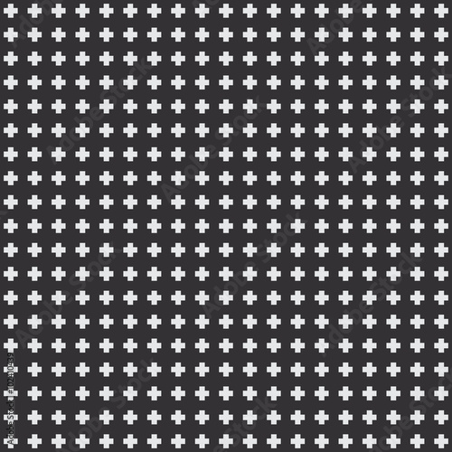 Seamless texture of white crosses on a black background, vector design wallpaper