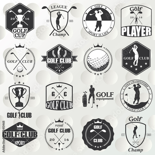 golf labels, badges and emblems