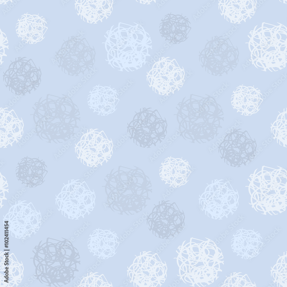 Naklejka premium Seamless pattern with polka dots or snowing in blue tones hand drawn seamless background for web page
