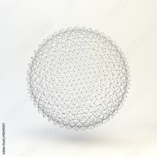 3d Sphere. Global Digital Connections. Technology Concept. Vector Illustration. 