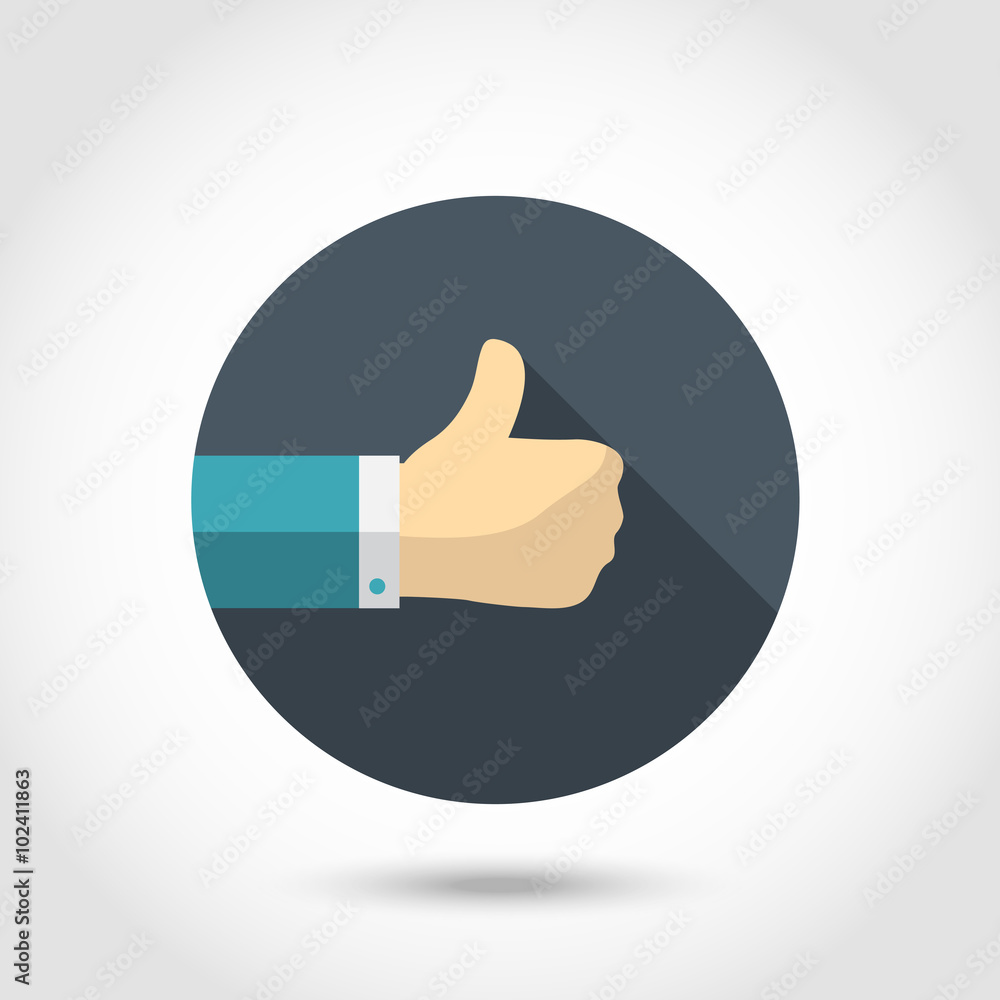 Thumb up social network icon flat modern style for app and web site .With long shadow isolated on a circle Thumb up social network icon flat modern style for app and web site .With long shadow isolated on a circle