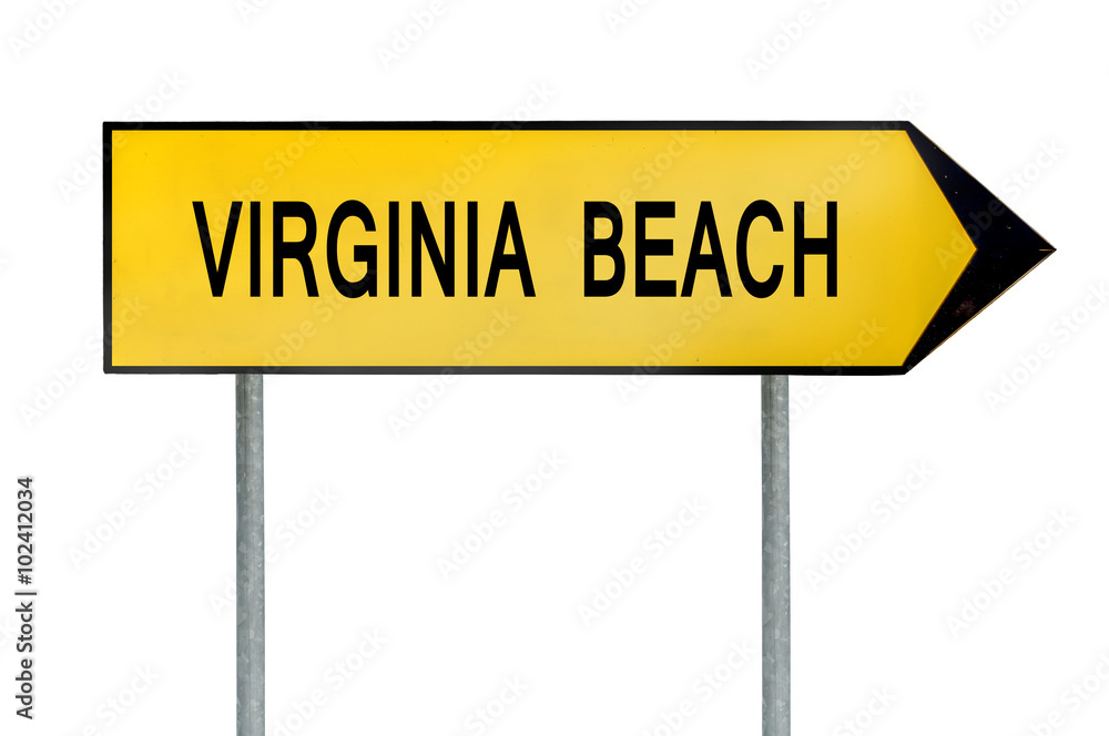 Yellow street concept sign Virginia Beach isolated on white Yellow street concept sign Virginia Beach isolated on white