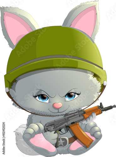 beautiful bunny with a Kalashnikov