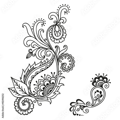 Henna tattoo flower template.Mehndi.
