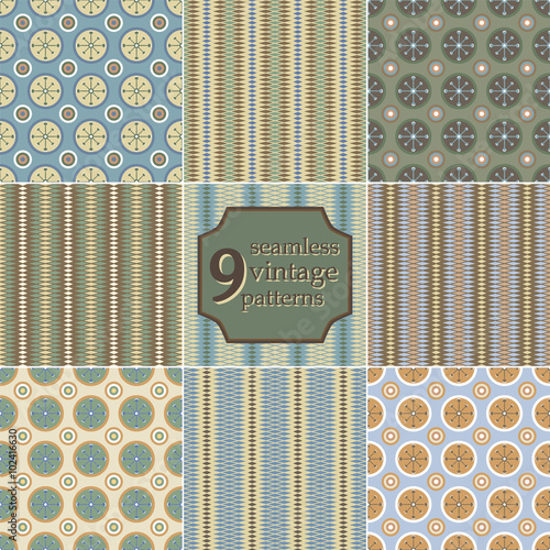 Collection of 9 seamless vintage patterns